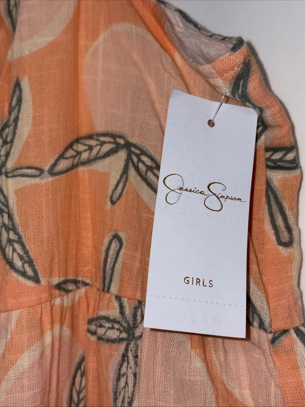 Jessica Simpson Girl's Dress M 8 Orange Fruit Sleeveless Lined 100% Cotton $42